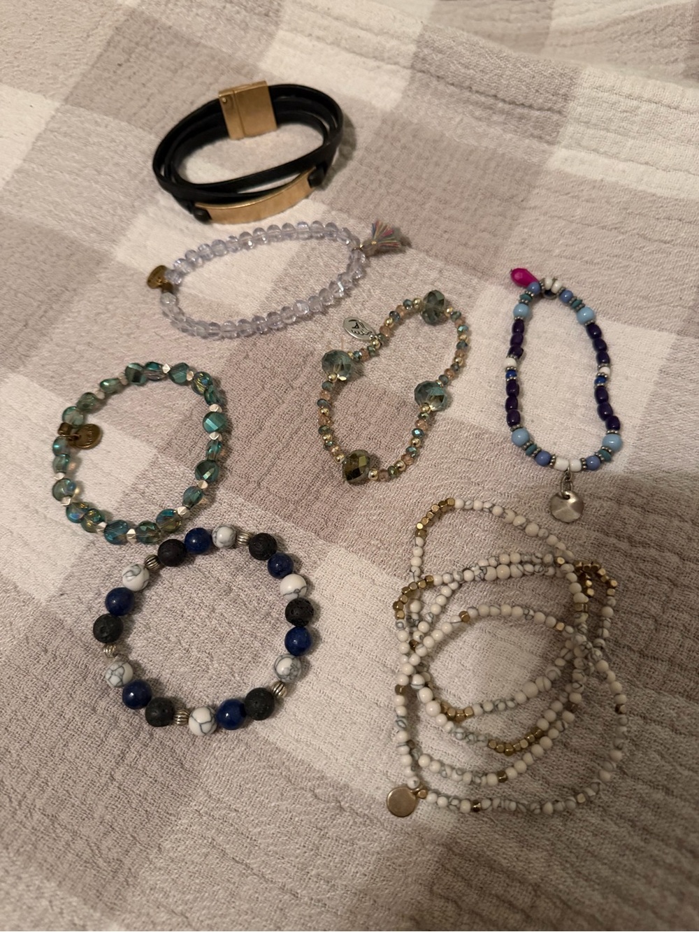 Mixed Beaded and Leather Bracelet Set - Multicolor